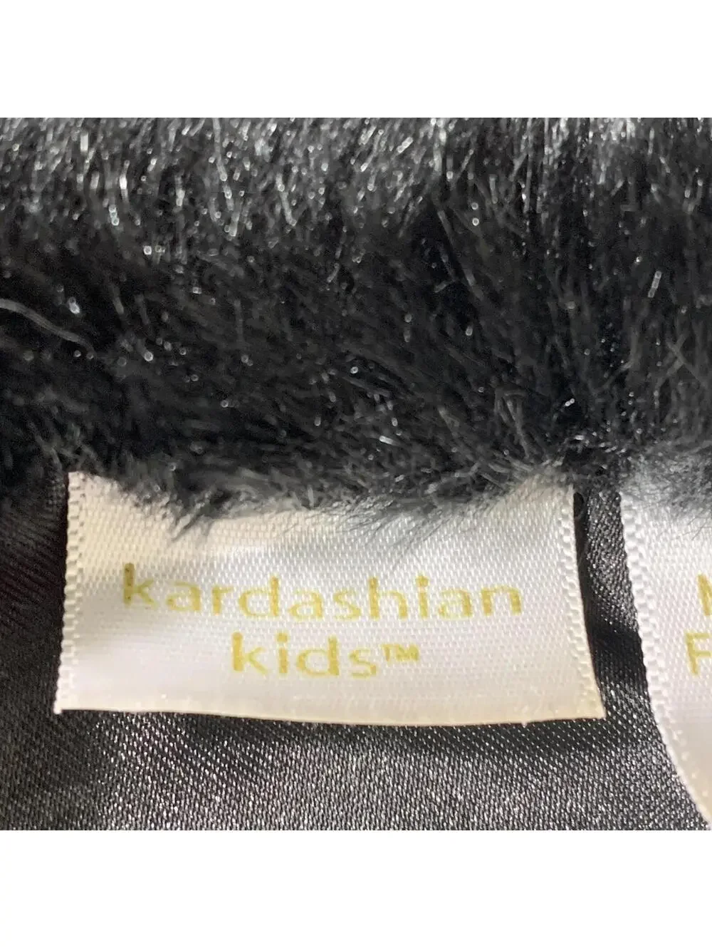 Kardashian Kids Faux Fur Capelet Girls Black Plush Formal Shrug Wrap Button Fron
